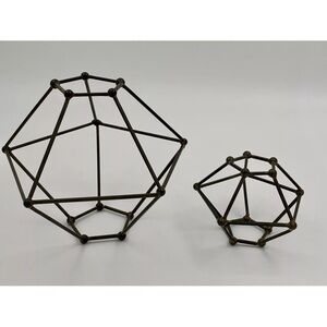 2 Geometric‎ metal wire orbs tabletop sculpture, objects of art